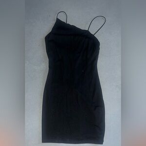 Asymmetric Black Formal Mini Dress